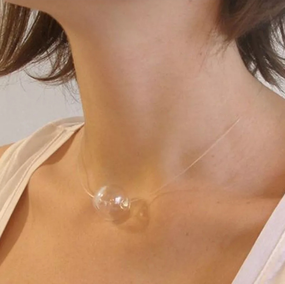 GLASS BUBBLE NECKLACE. SILVER Lobster clasp. Blown glass